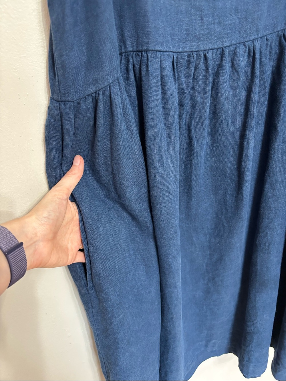 Linenfox Summer Linen Dress in Navy Blue - Size XS - Picture 5 of 6